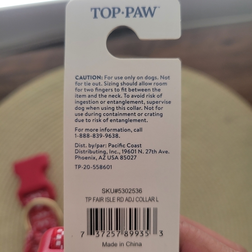 Top Paw Holiday Dog Collar L Red - Picture 2 of 8